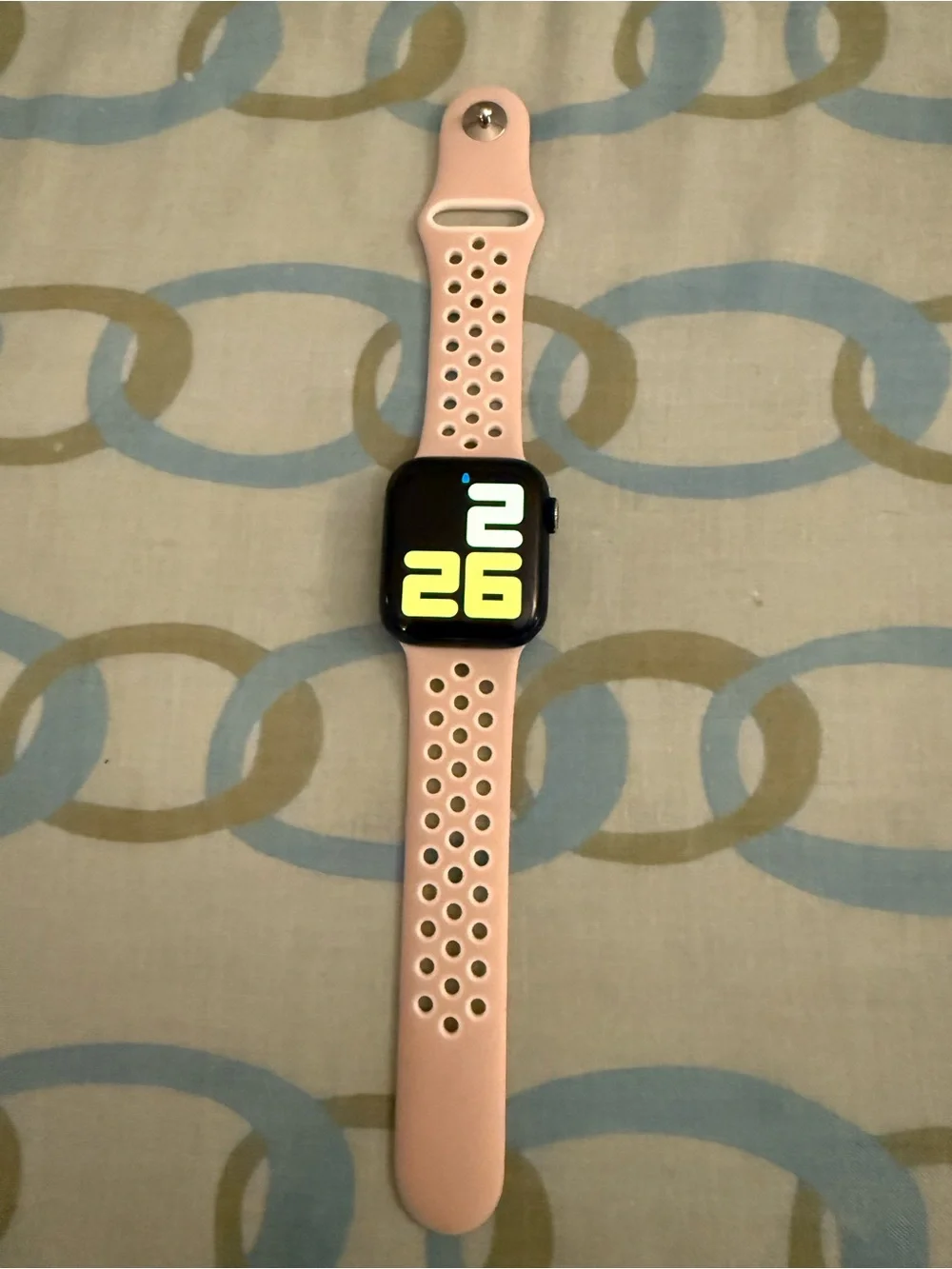 Apple Smartwatch with Light Pink Ventilated Sport Band